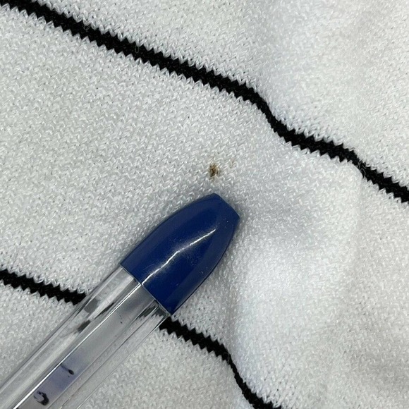 White House Black Market Women Blouse White Striped Beaded Long Sleeve Size XS - Picture 11 of 12